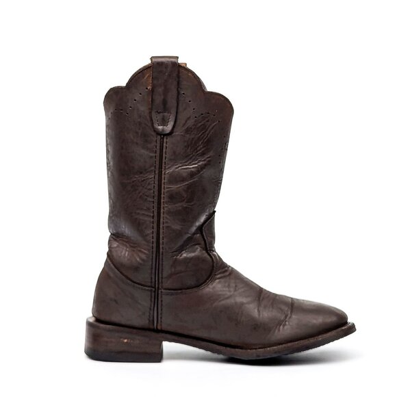 Redhead Men Brown Leather Western Cowboy Pull on Boots size 7.5 - Picture 4 of 7